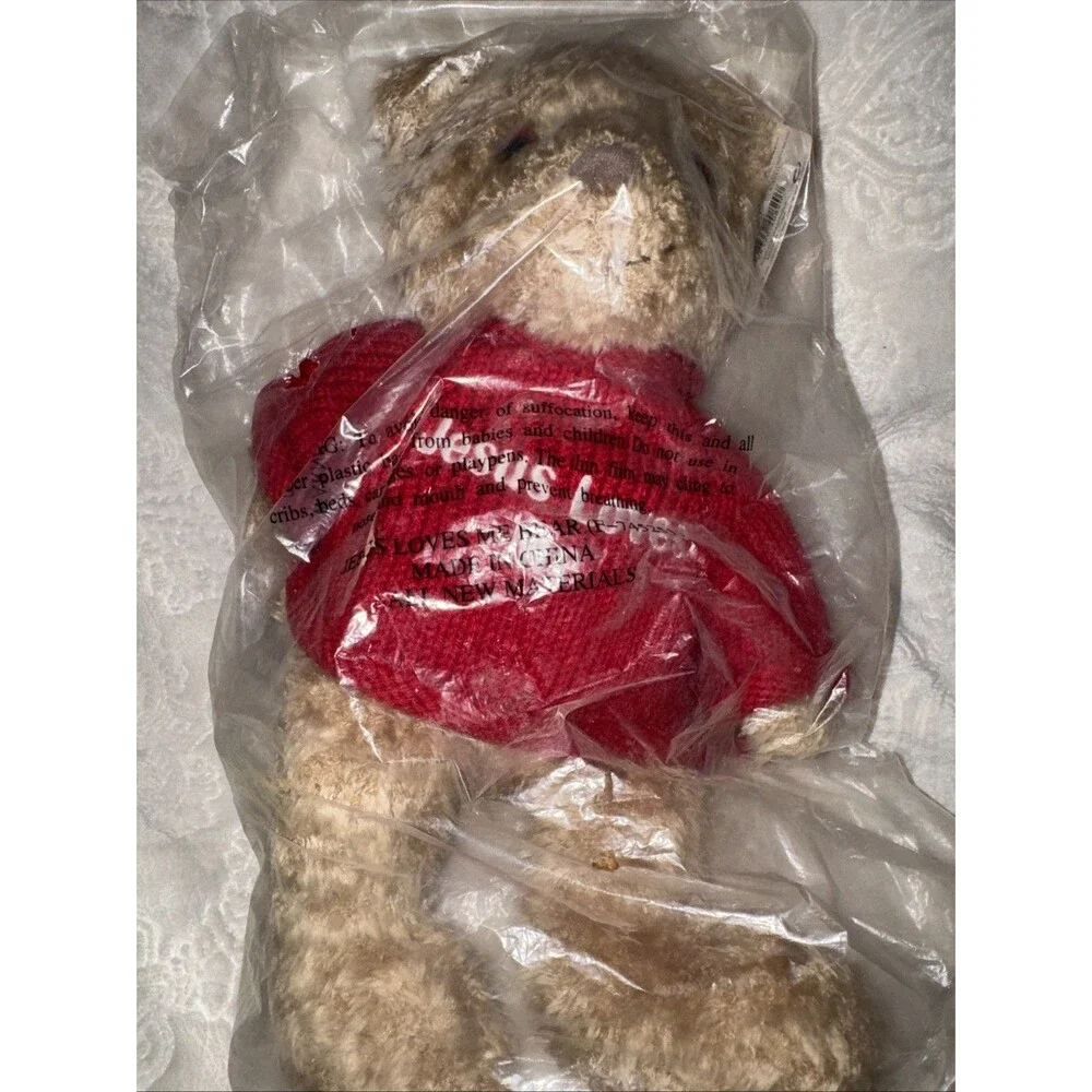 Gund Brown Teddy Bear Plush Red Sweater “Jesus love Me” NIP 12-14”